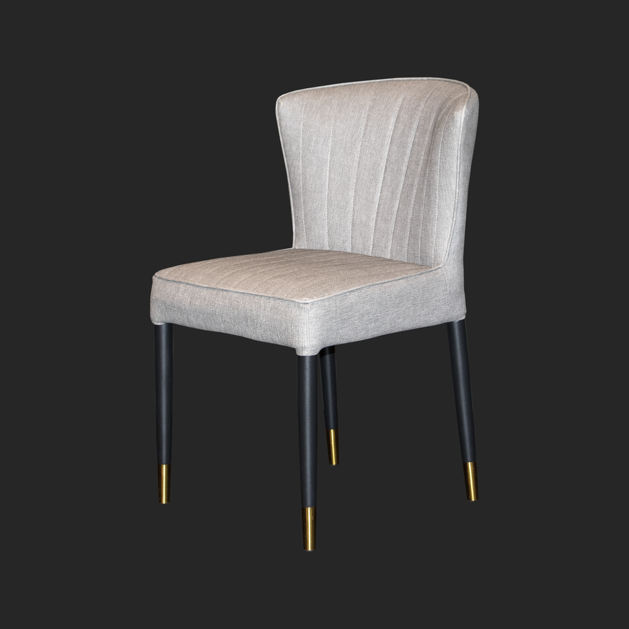 Light Grey Dining Chair with Golden Accents