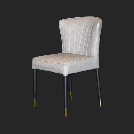 Light Grey Dining Chair with Golden Accents